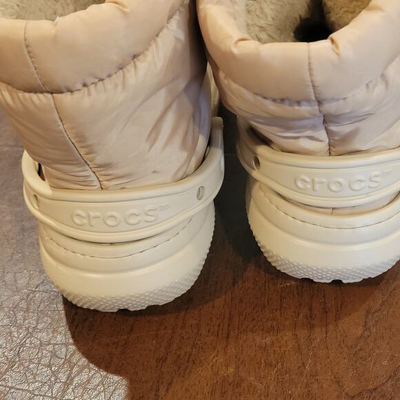 Crocs Classic Lined Neo Puff Boot Bone Dusty Pink Mens Sz 5/Womens Sz 7 206630 - Picture 4 of 12